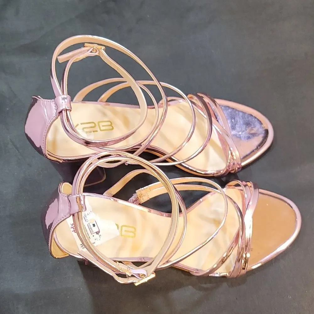 BRAND NEW X2B METALLIC STRAPPY HIGH HEEL WOMEN'S SANDAL